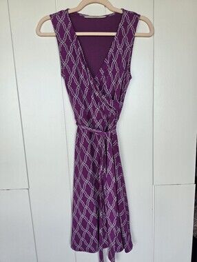 41 Hawthorn Purple Geometric Wrap Midi Dress